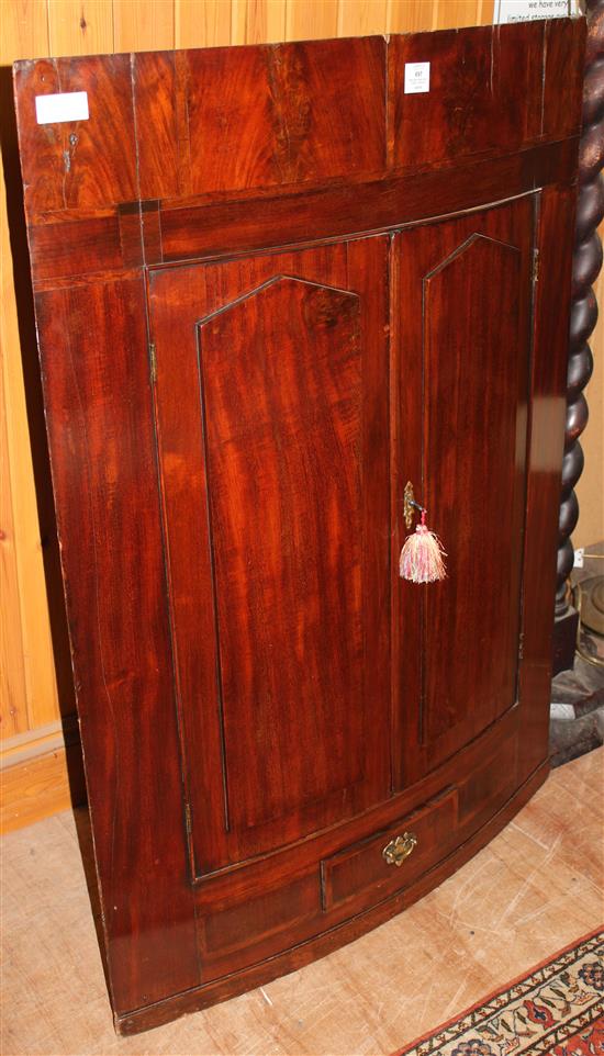 Mahogany bow front corner cupboard